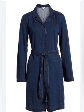 Eileen Fisher Indigo Denim Long Sleeve Shirt Dress